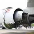 geöffnete Triebwerksverkleidung einer Boeing B777 der FedEx