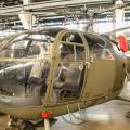 Alouette III, dieses Exemplar wurde vom Museum 2009 flugfähig erworben und 2009 per LKW ins Museum gebracht. Länge 12,9 m, Rotor 11,02 m, Leergewicht 1108 kg, Startgewicht 2250 kg, Reichweite 480 km, Dienstgipfelhöhe 3300 m, 200 km/h, Artouste IM B Turbine mit 405 kW, Baujahr 1974.