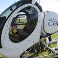 Kanzel des Helikopters Schweizer 300 CBi. Dieser Hubschrauber soll als Schulungsmaschine besonders geeignet sein.